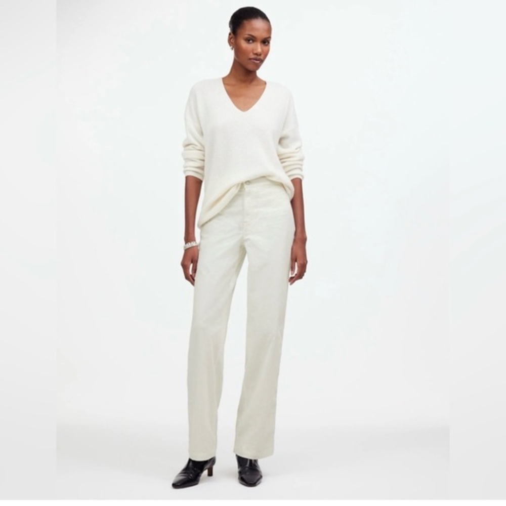 Madewell Emmett Wide-Leg Pant Corduroy Welt Pocket Edition in White Size 26P